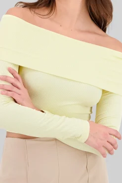 Shasa Off Shoulder Long Sleeve Ribbed Top
