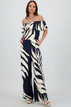 Shasa Off Shoulder Printed Jumpsuit