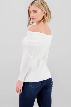 Shasa Off Shoulder Ribbed Knit Top