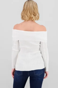 Shasa Off Shoulder Ribbed Knit Top