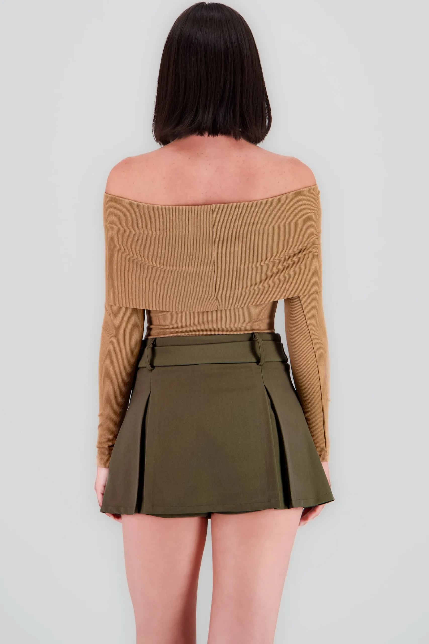 Shasa Off Shoulder Ribbed Long Sleeve Bodysuit