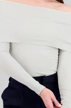 Shasa Off Shoulder Ribbed Long Sleeve Bodysuit
