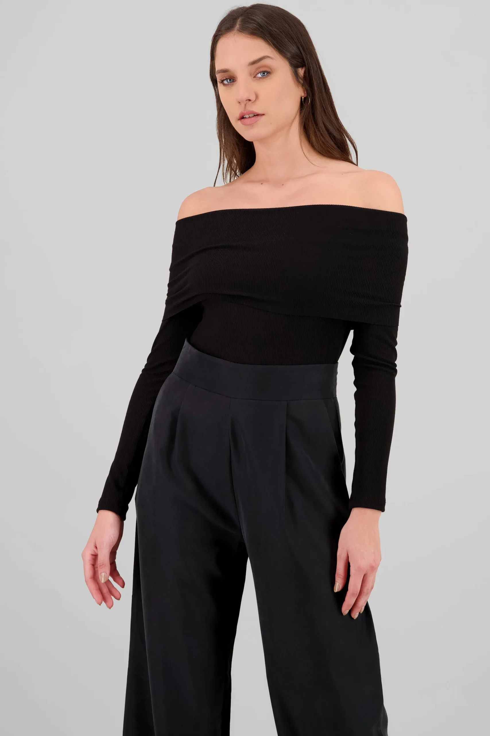 Shasa Off Shoulder Ribbed Long Sleeve Bodysuit