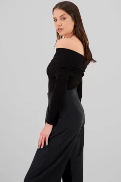 Shasa Off Shoulder Ribbed Long Sleeve Bodysuit