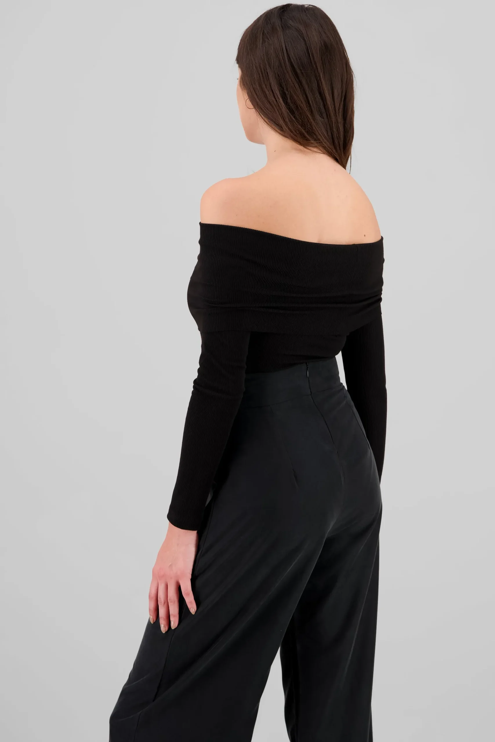 Shasa Off Shoulder Ribbed Long Sleeve Bodysuit