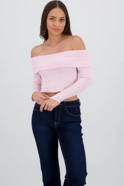 Shasa Off Shoulder Ribbed Top
