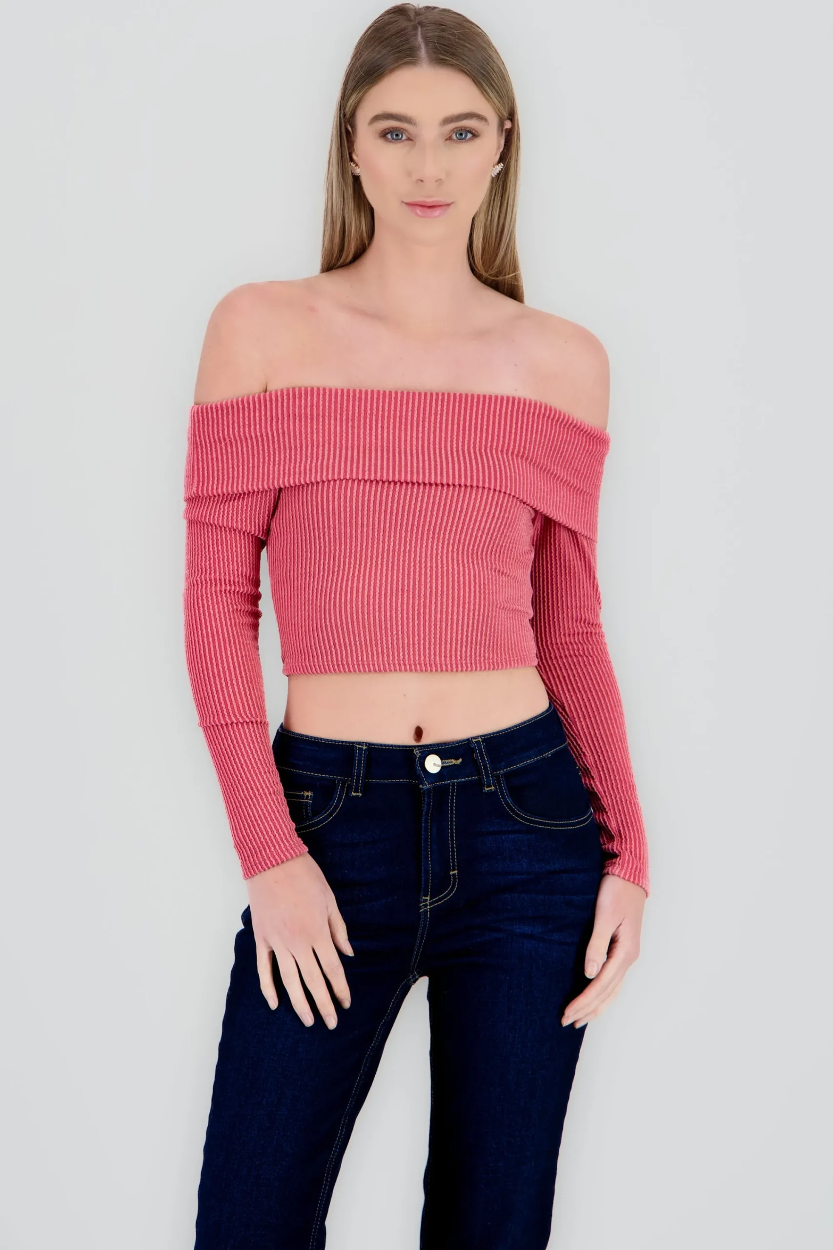 Shasa Off Shoulder Ribbed Top