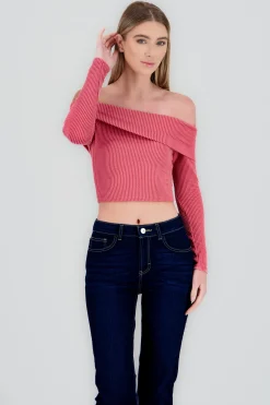 Shasa Off Shoulder Ribbed Top