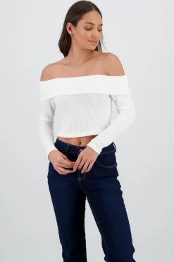 Shasa Off Shoulder Ribbed Top