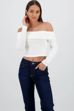Shasa Off Shoulder Ribbed Top