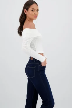 Shasa Off Shoulder Ribbed Top
