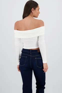Shasa Off Shoulder Ribbed Top