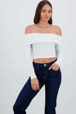 Shasa Off Shoulder Ribbed Top