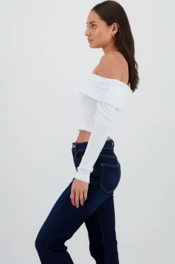 Shasa Off Shoulder Ribbed Top