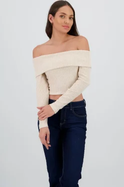 Shasa Off Shoulder Ribbed Top