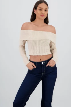 Shasa Off Shoulder Ribbed Top