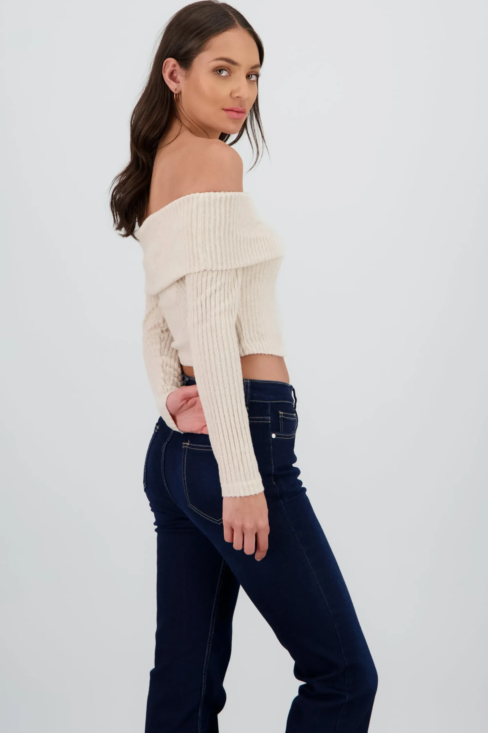 Shasa Off Shoulder Ribbed Top