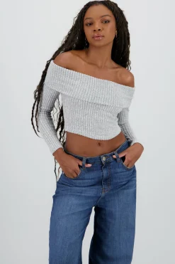 Shasa Off Shoulder Ribbed Top
