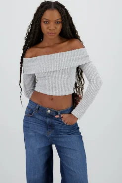 Shasa Off Shoulder Ribbed Top