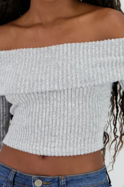 Shasa Off Shoulder Ribbed Top