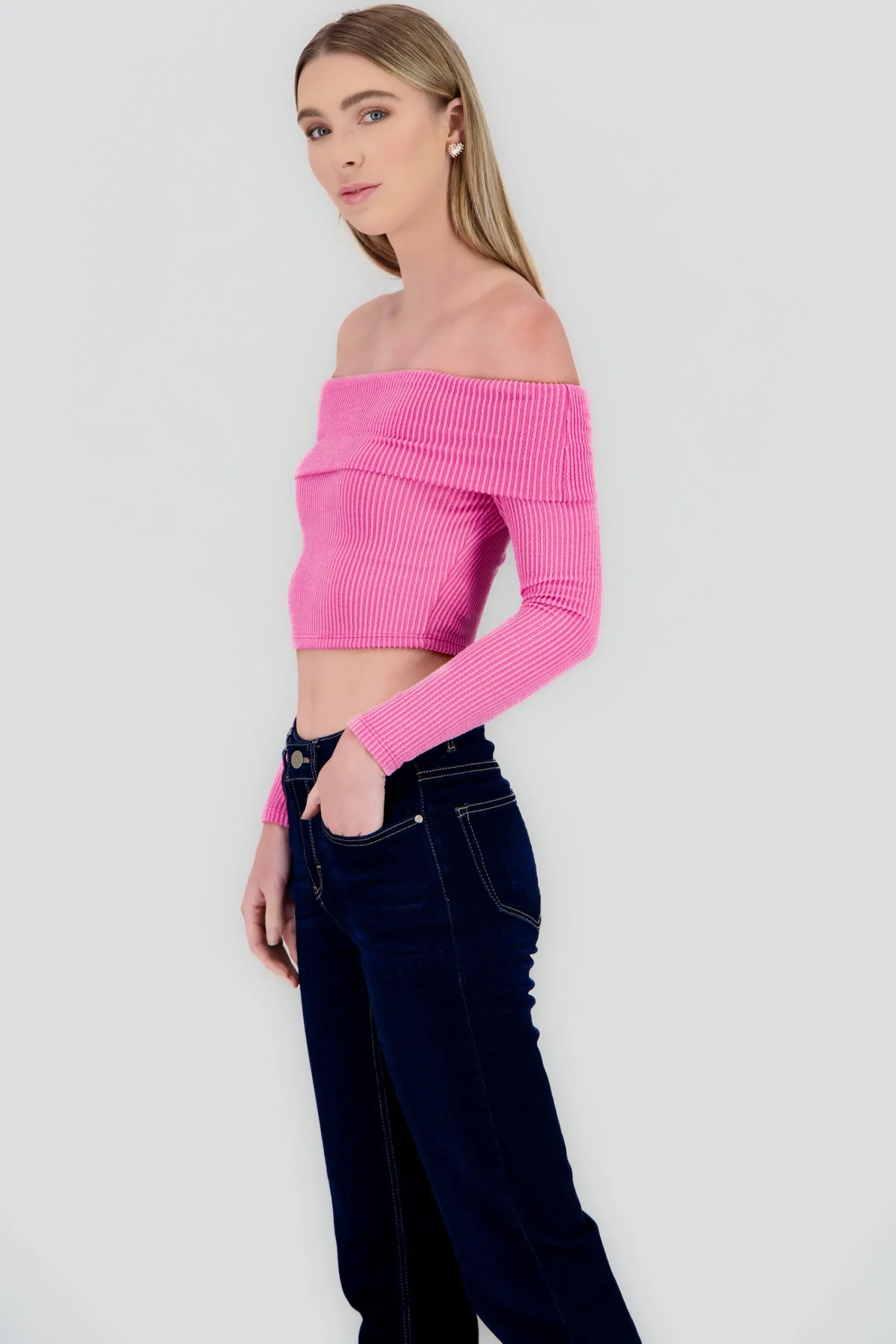 Shasa Off Shoulder Ribbed Top