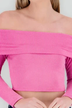 Shasa Off Shoulder Ribbed Top