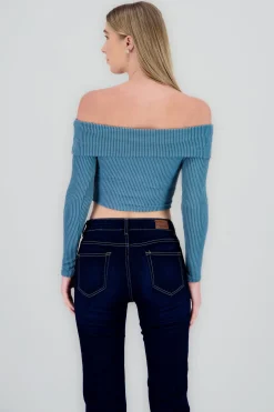 Shasa Off Shoulder Ribbed Top