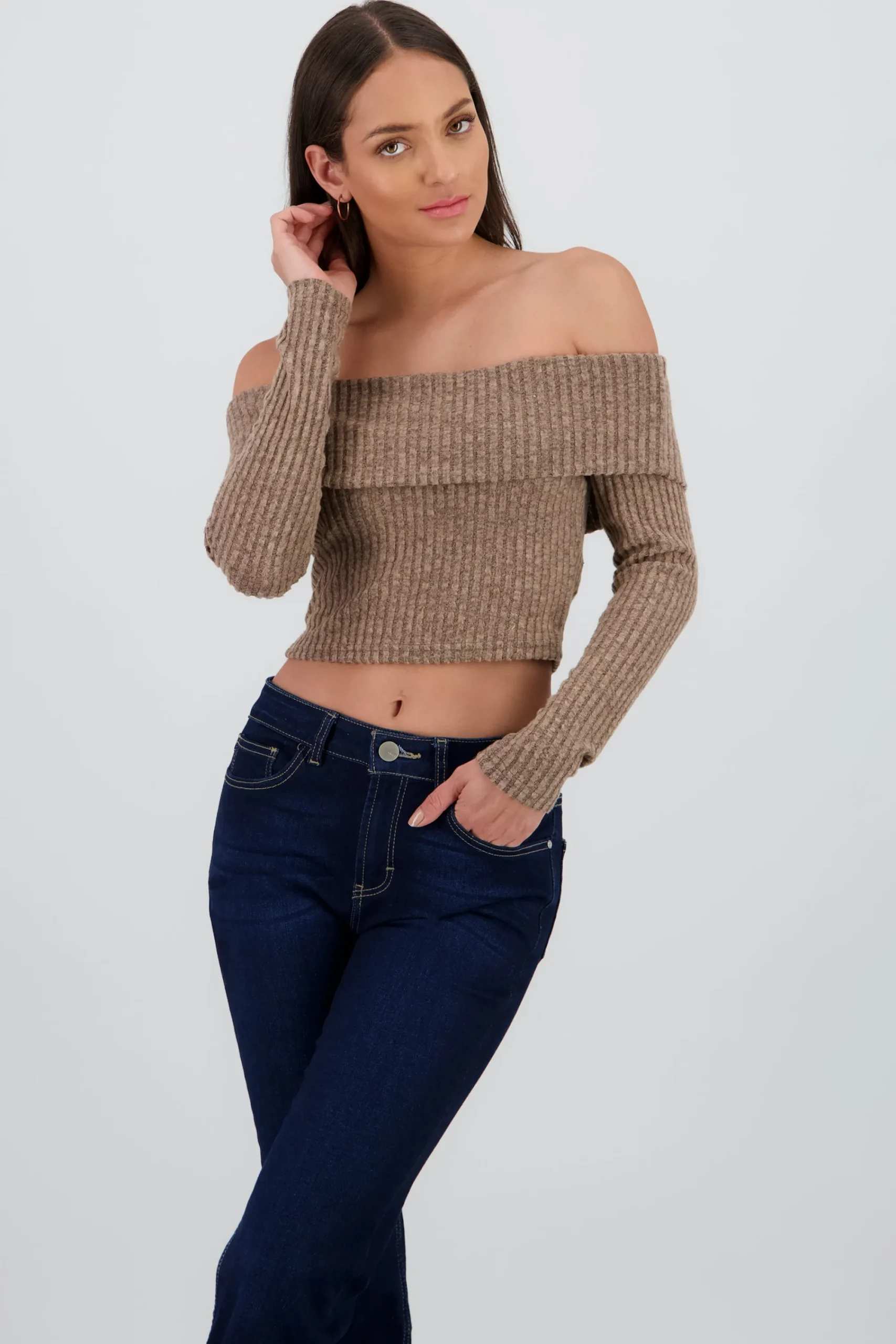 Shasa Off Shoulder Ribbed Top