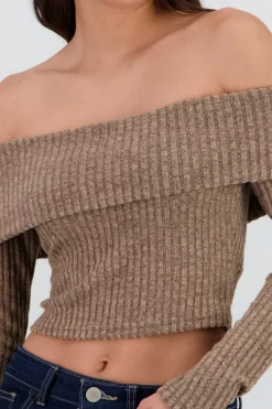 Shasa Off Shoulder Ribbed Top