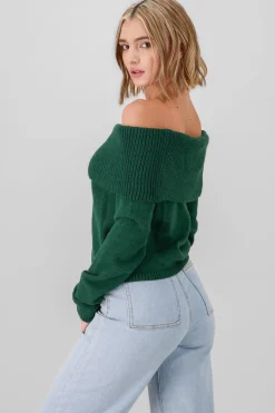 Shasa Off Shoulder Solid Knit Sweater