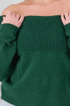 Shasa Off Shoulder Solid Knit Sweater