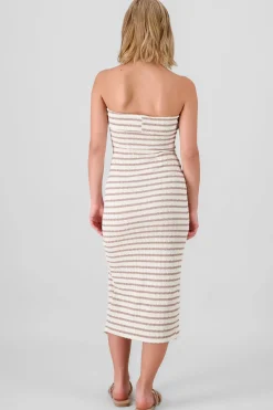Shasa Off Shoulder Striped Print Dress