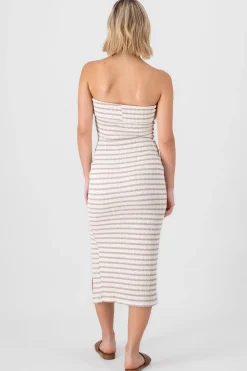 Shasa Off Shoulder Striped Print Dress