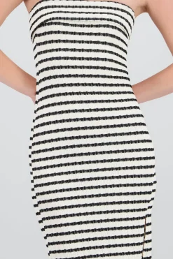 Shasa Off Shoulder Striped Print Dress