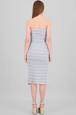 Shasa Off Shoulder Striped Print Dress