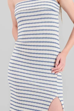 Shasa Off Shoulder Striped Print Dress