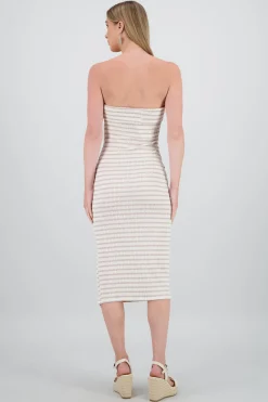 Shasa Off Shoulder Striped Print Dress
