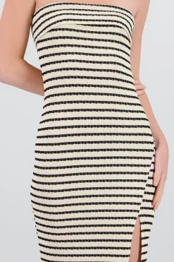 Shasa Off Shoulder Striped Print Dress