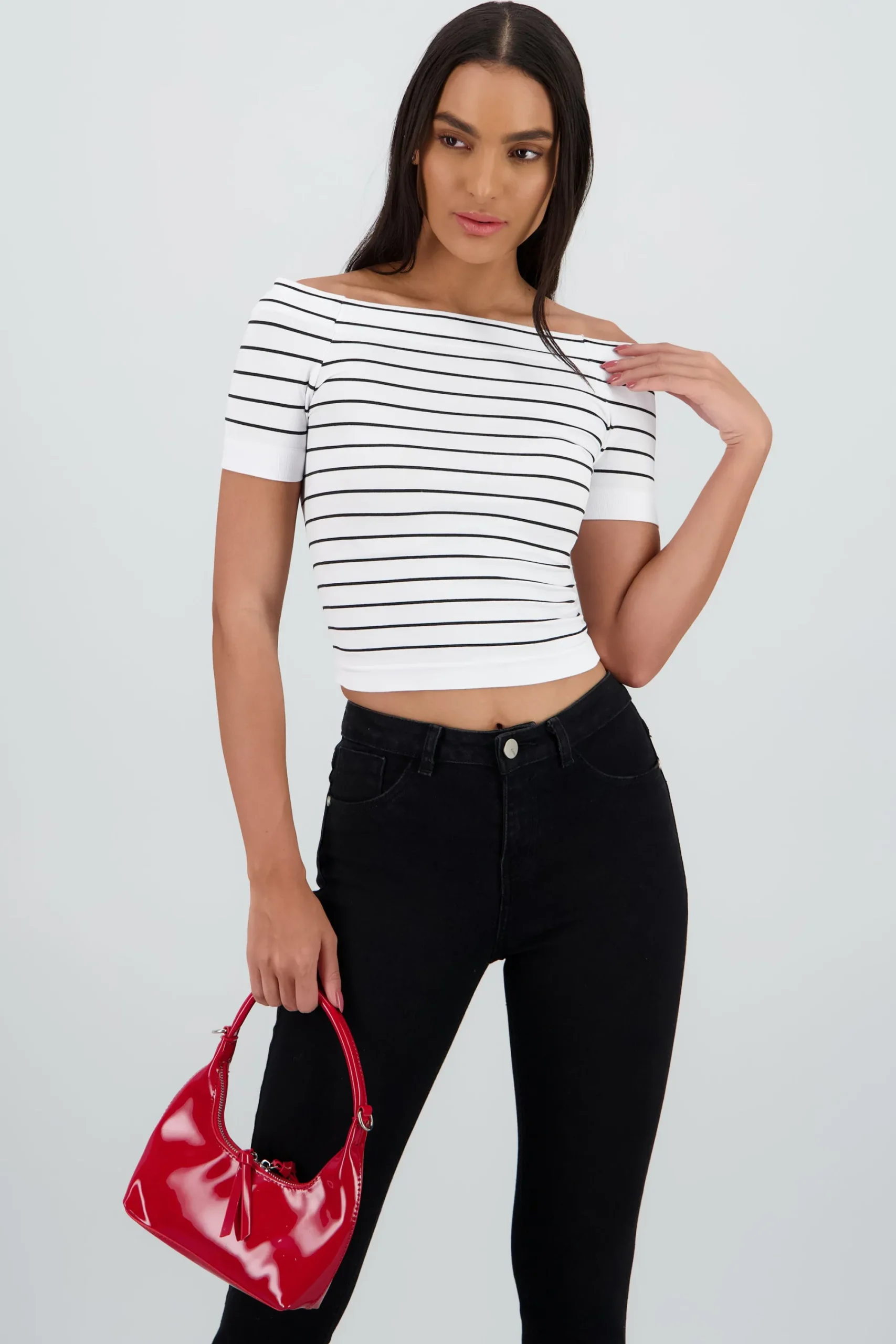 Shasa Off Shoulder Striped Top