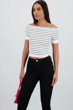 Shasa Off Shoulder Striped Top