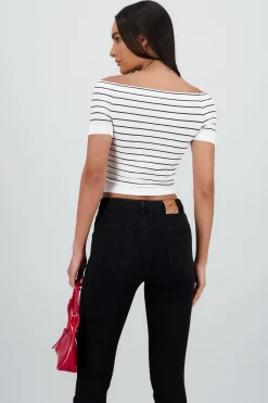 Shasa Off Shoulder Striped Top