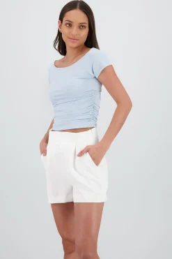 Shasa Off Shoulder Top with Draped Sleeve Detail