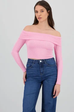 Shasa Off The Shoulder Ribbed Top
