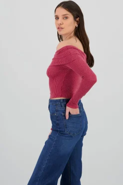 Shasa Off The Shoulder Ribbed Top