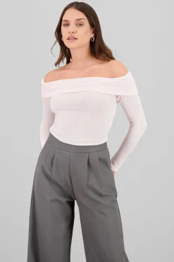 Shasa Off The Shoulder Ribbed Top
