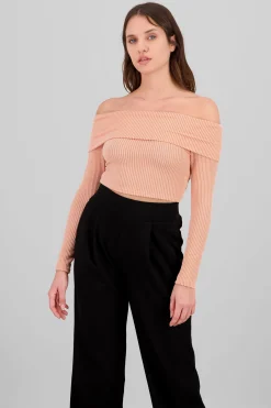 Shasa Off The Shoulder Ribbed Top