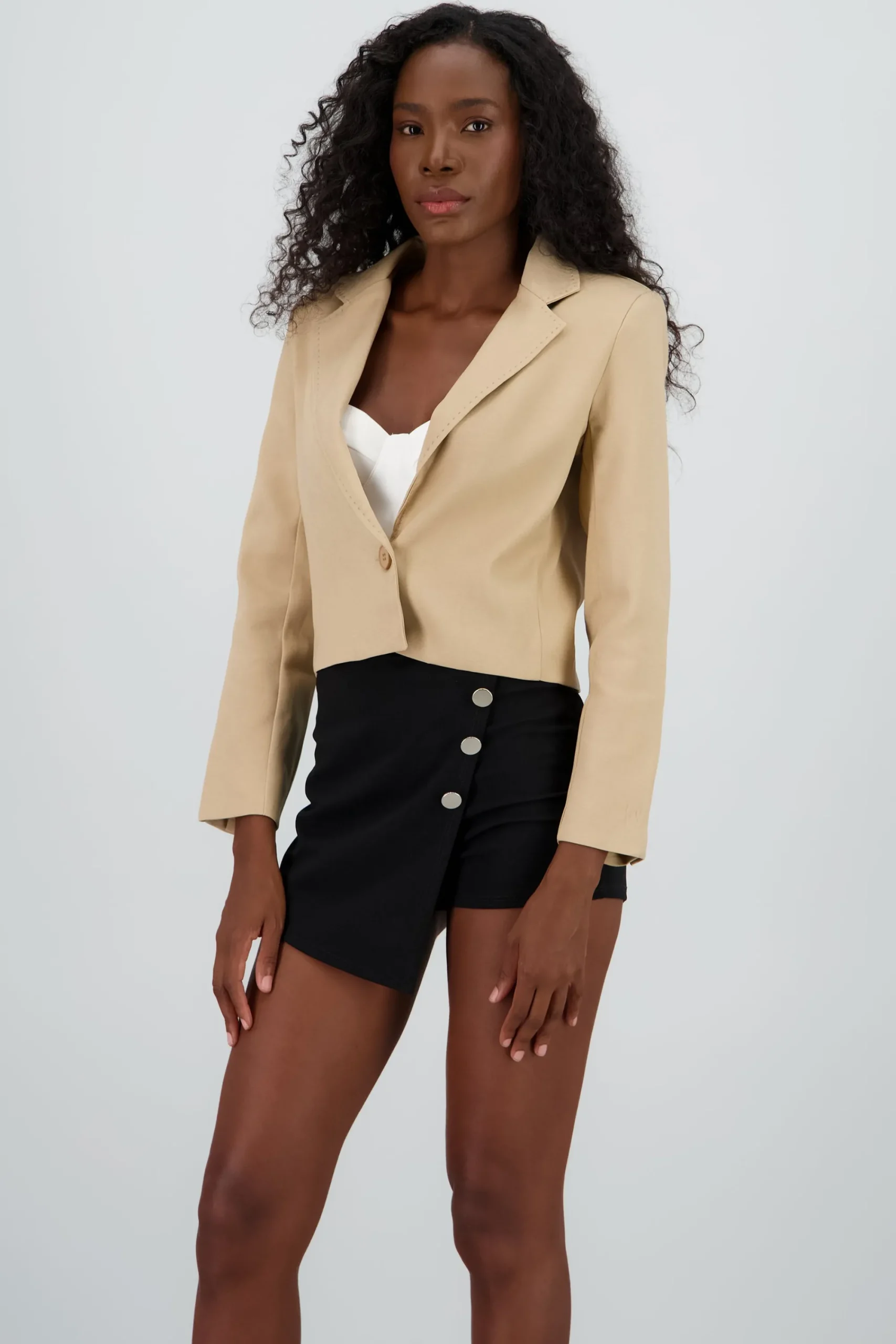 Shasa One Button Cropped Blazer