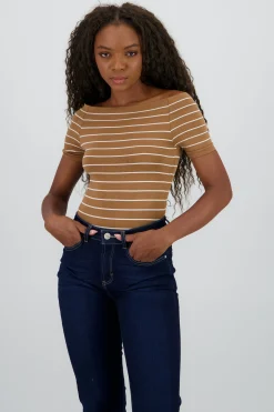 Shasa One Shoulder Striped Bodysuit