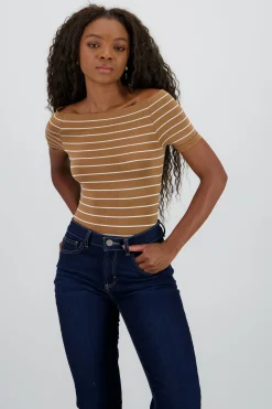 Shasa One Shoulder Striped Bodysuit