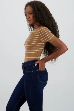 Shasa One Shoulder Striped Bodysuit